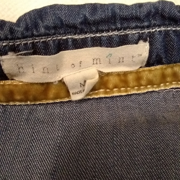 Hint of mint jean back print button up shirt - Picture 5 of 9